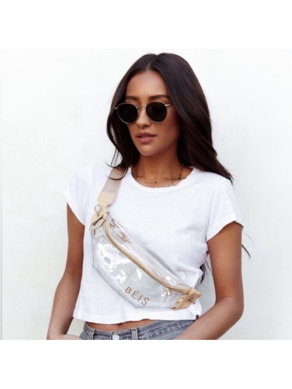 BEIS Clear Beige and Black Fanny Pack - Women's/Men's Waist Bag